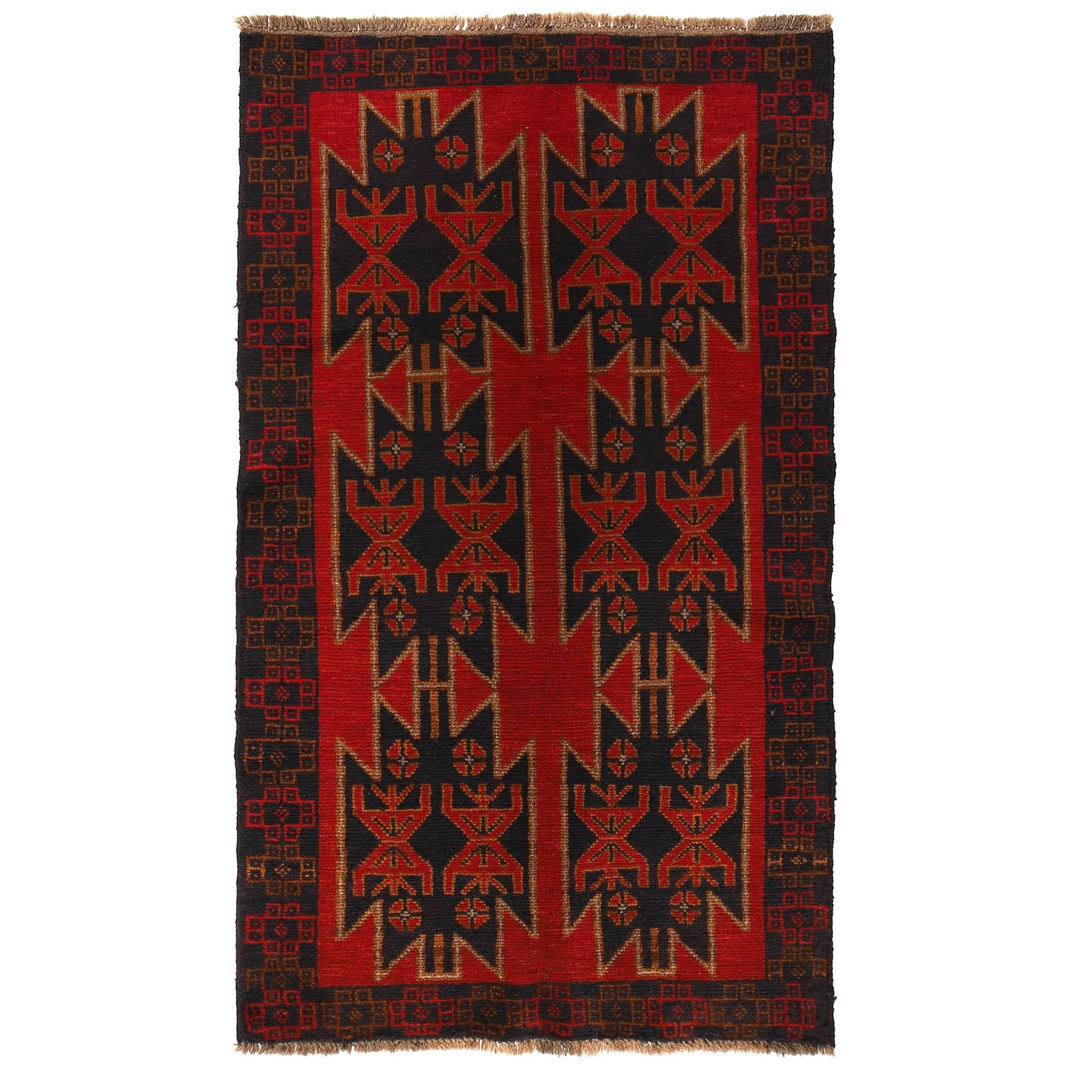 Tribal Baloch Rug 3' 7" x 6' 2" ft / 110 x 188 cm - No. W27459