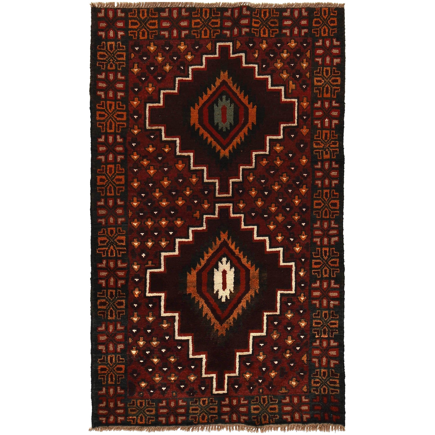 Tribal Baloch Rug 3' 8" x 6' 1" ft / 111 x 186 cm - No. W27463