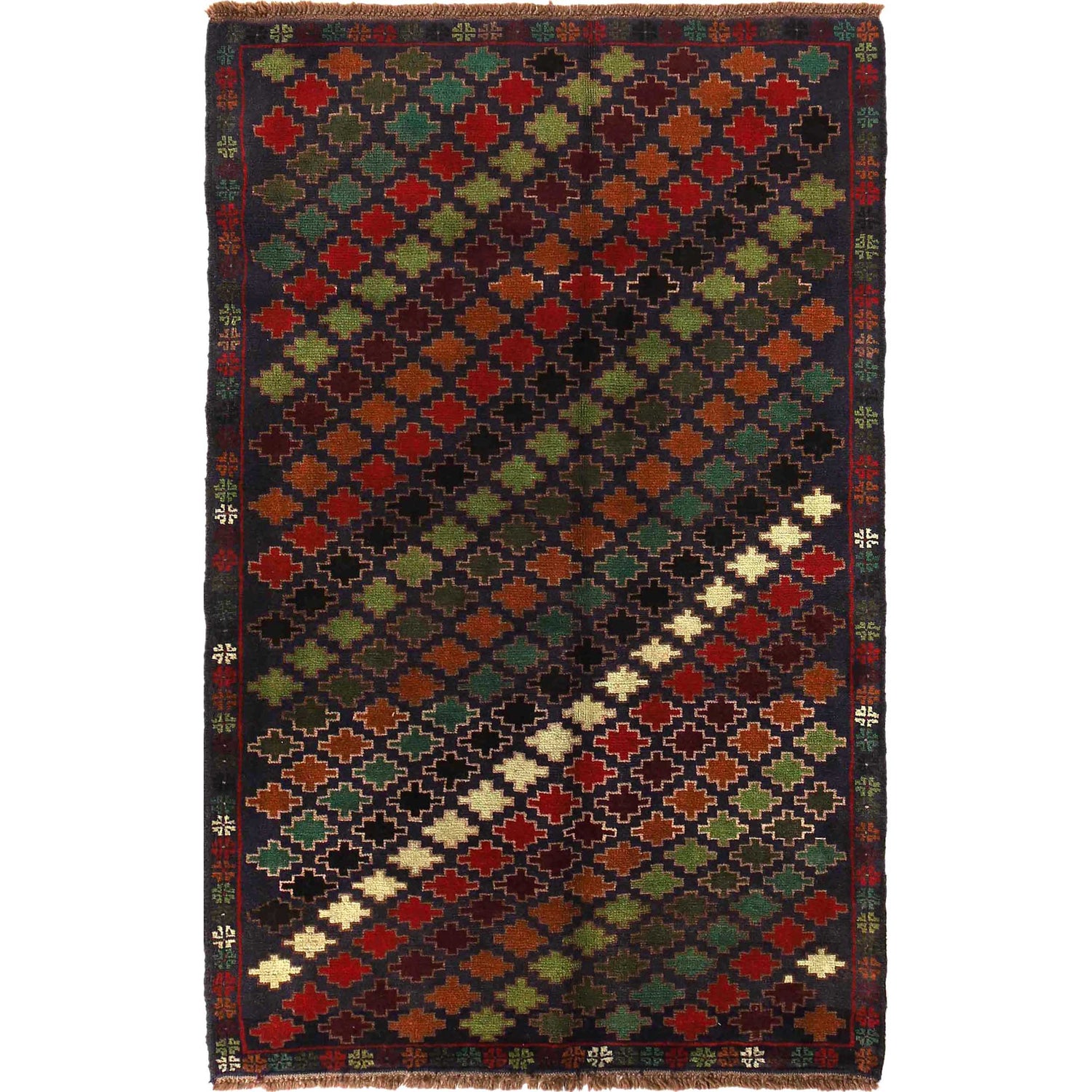 Tribal Baloch Rug 3' 12" x 6' 3" ft / 121 x 190 cm - No. W28014