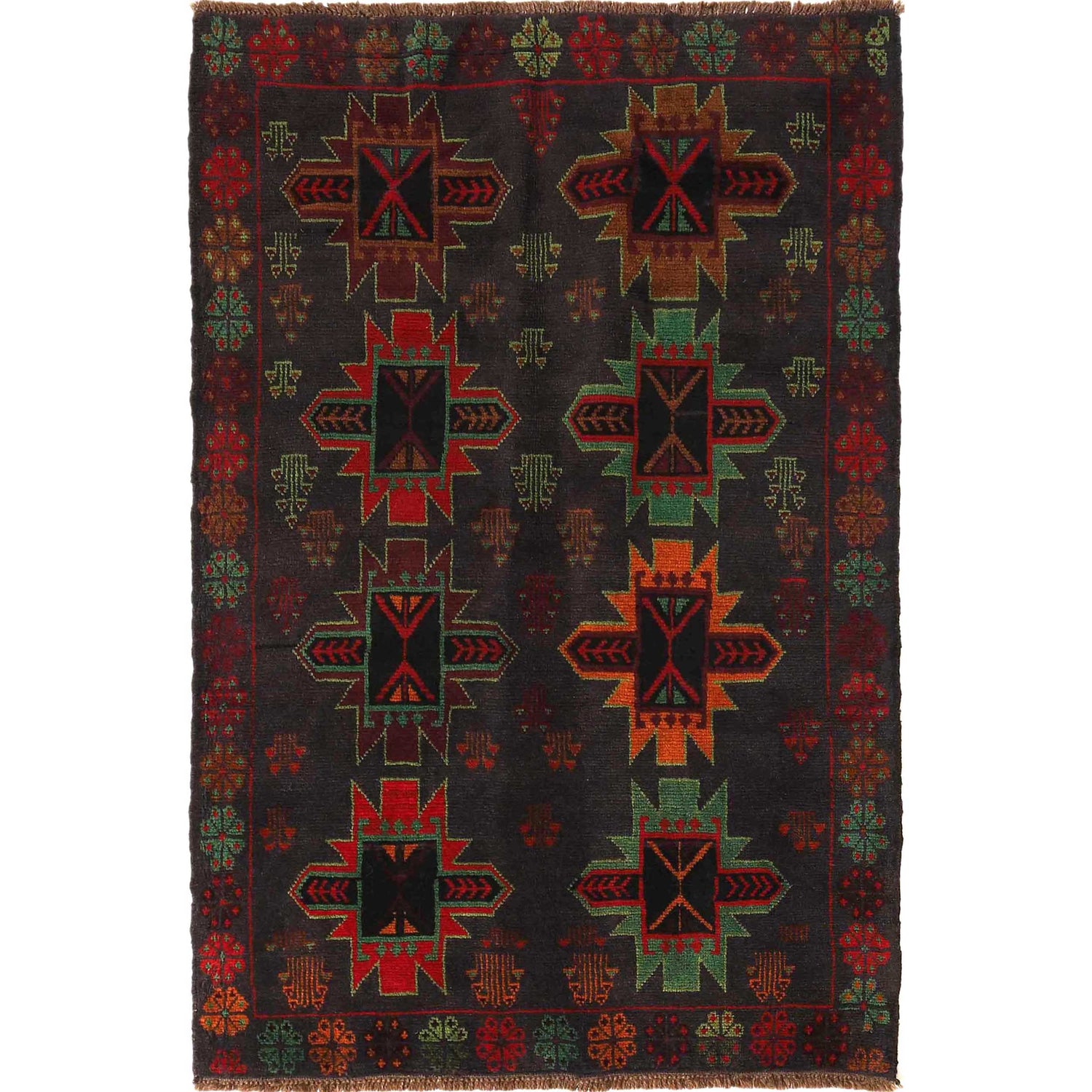 Tribal Baloch Rug 3' 12" x 6' 2" ft / 121 x 188 cm - No. W28015