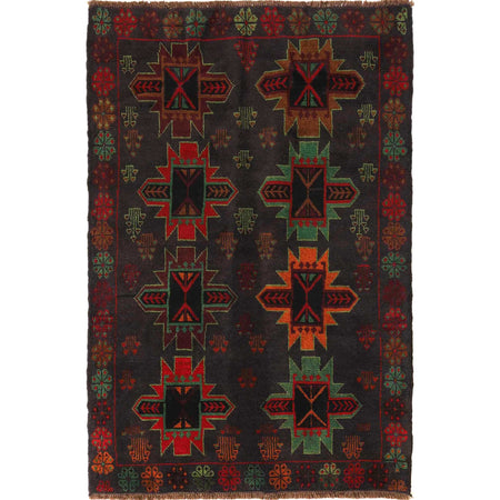 Tribal Baloch Rug 3' 12" x 6' 2" ft / 121 x 188 cm - No. W28015