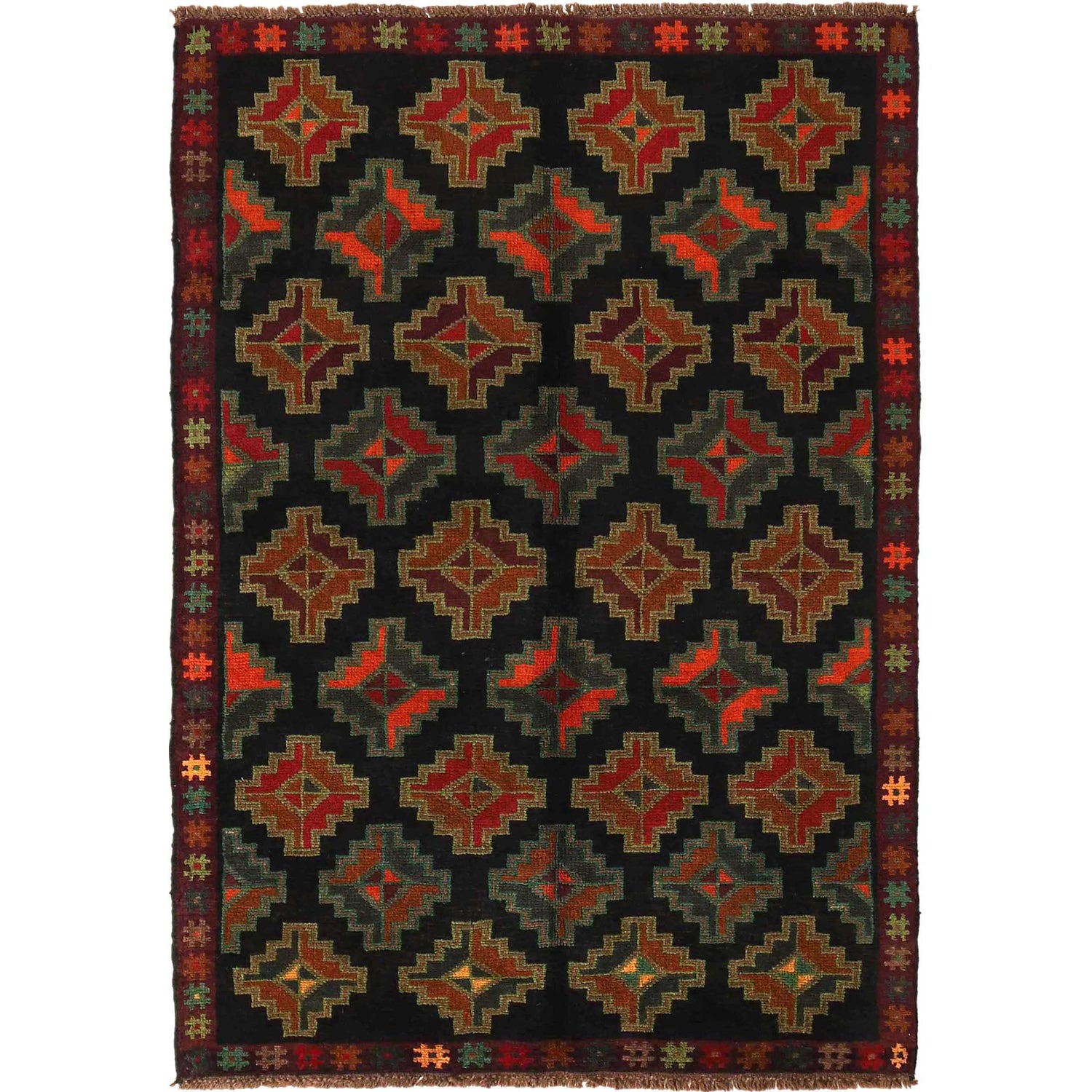 Tribal Baloch Rug 3' 11" x 6' 1" ft / 119 x 186 cm - No. W28018