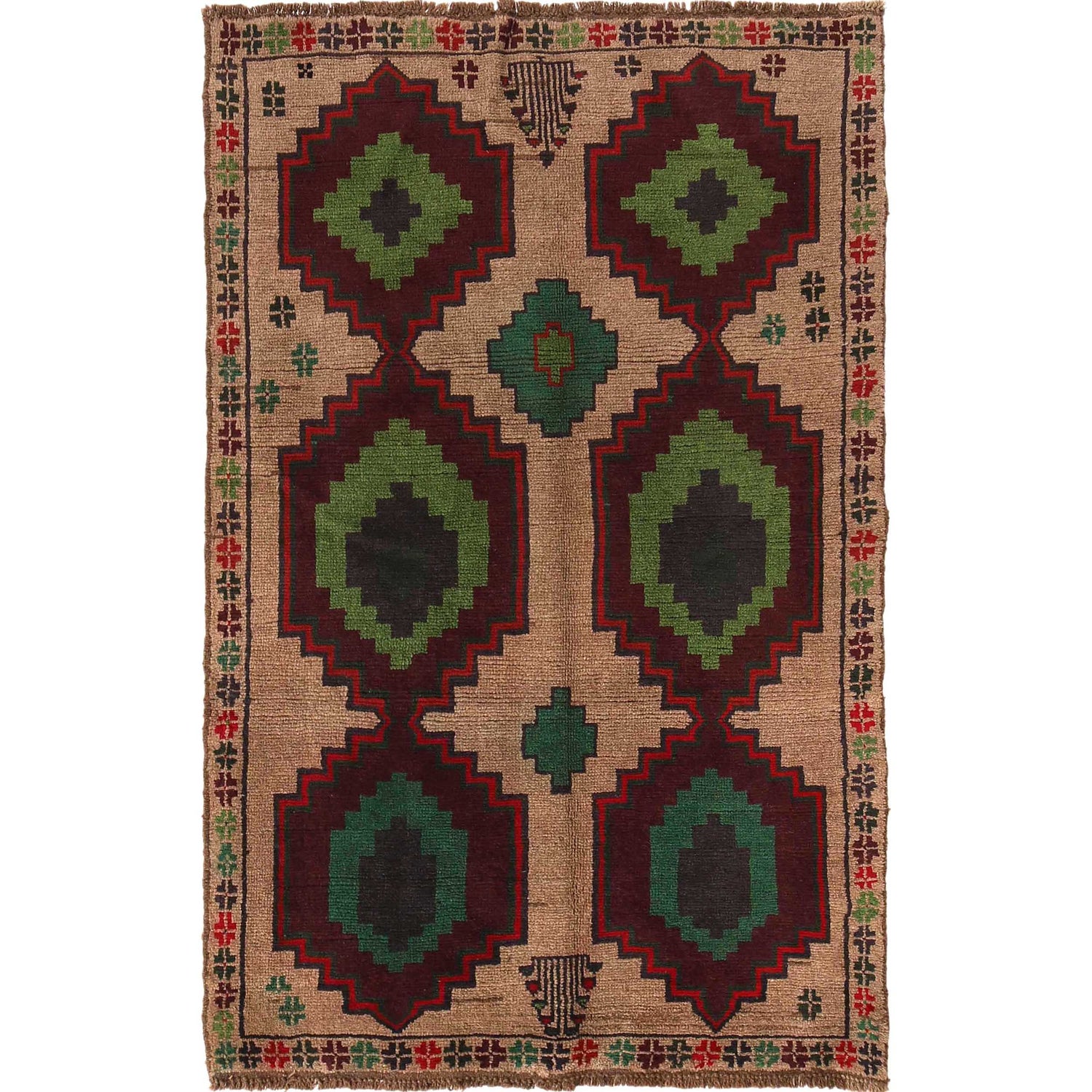 Tribal Baloch Rug 3' 11" x 6' 4" ft / 119 x 192 cm - No. W28019
