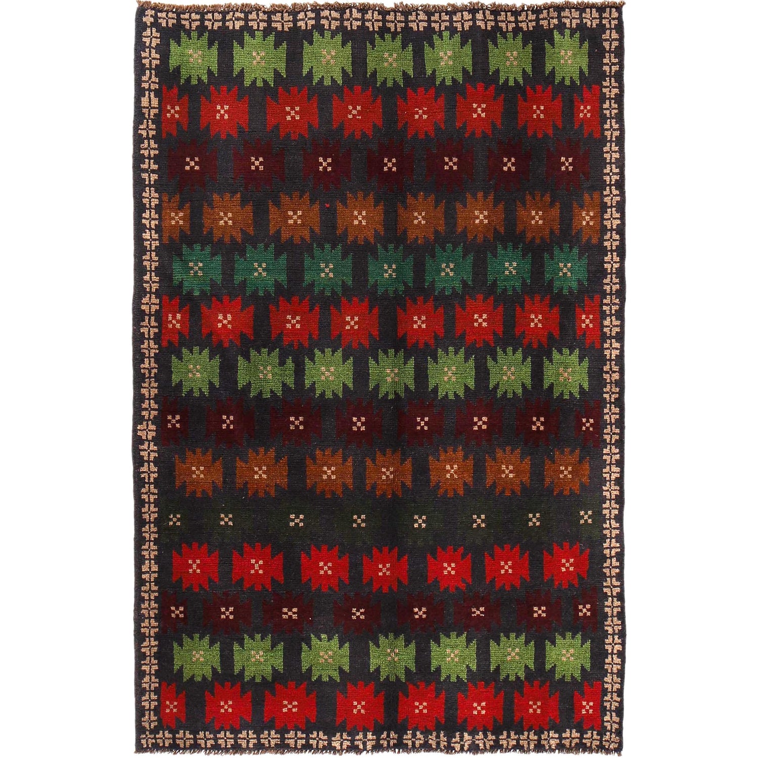 Tribal Baloch Rug 4' 1" x 6' 5" ft / 125 x 195 cm - No. W29016