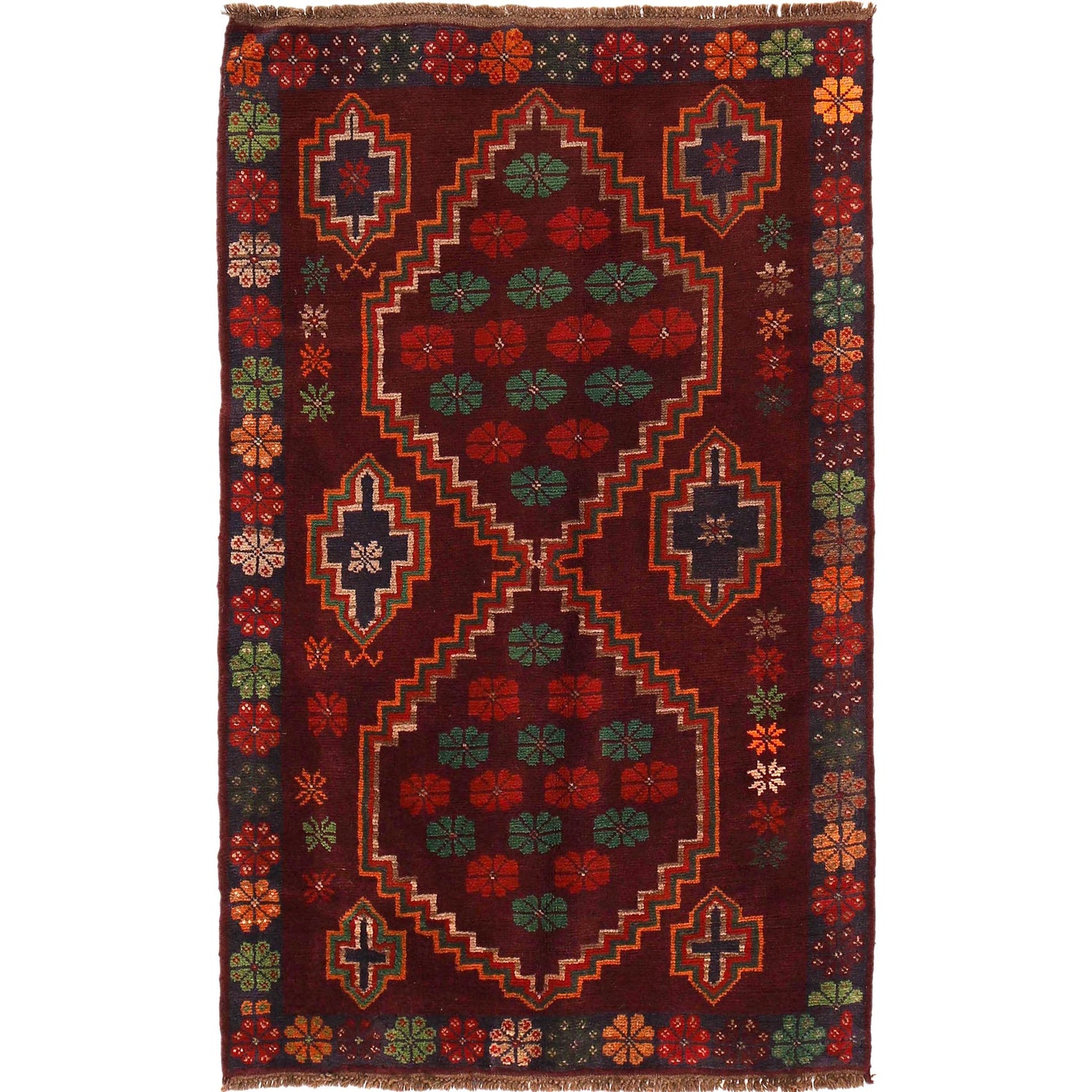 Tribal Baloch Rug 3' 11" x 6' 4" ft / 120 x 192 cm - No. W29017