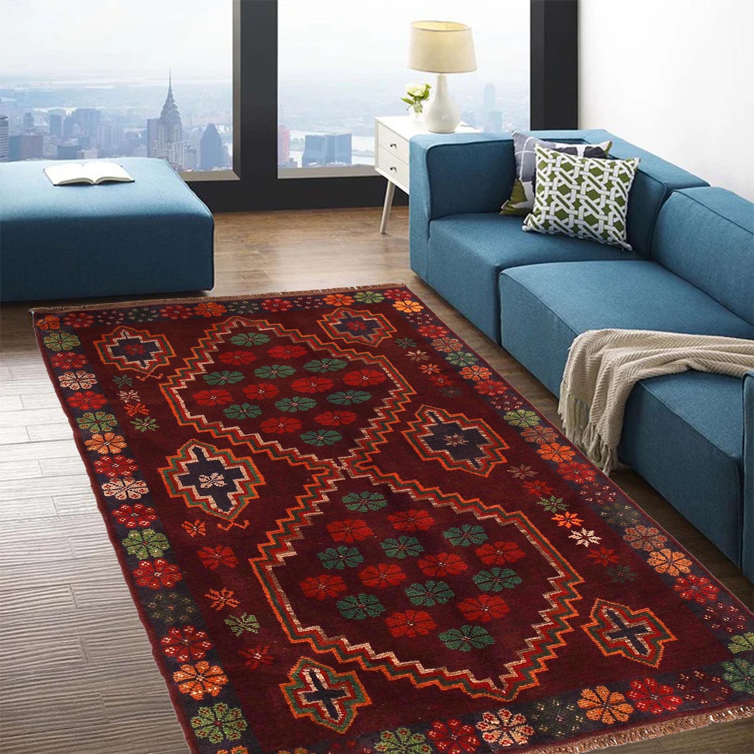 Tribal Baloch Rug 3' 11" x 6' 4" ft / 120 x 192 cm - No. W29017