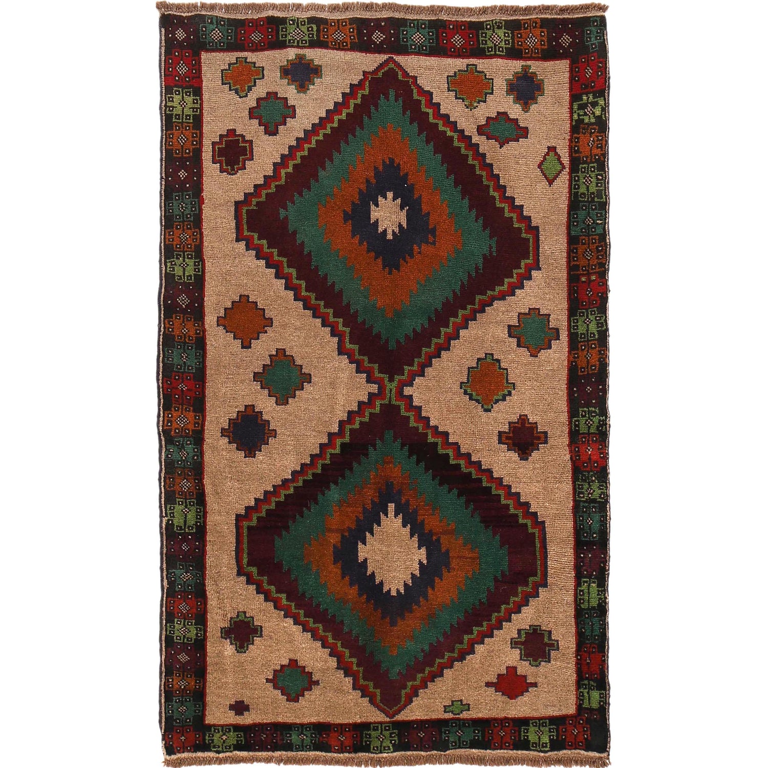 Tribal Baloch Rug 4' 0" x 6' 8" ft / 122 x 204 cm - No. W29018