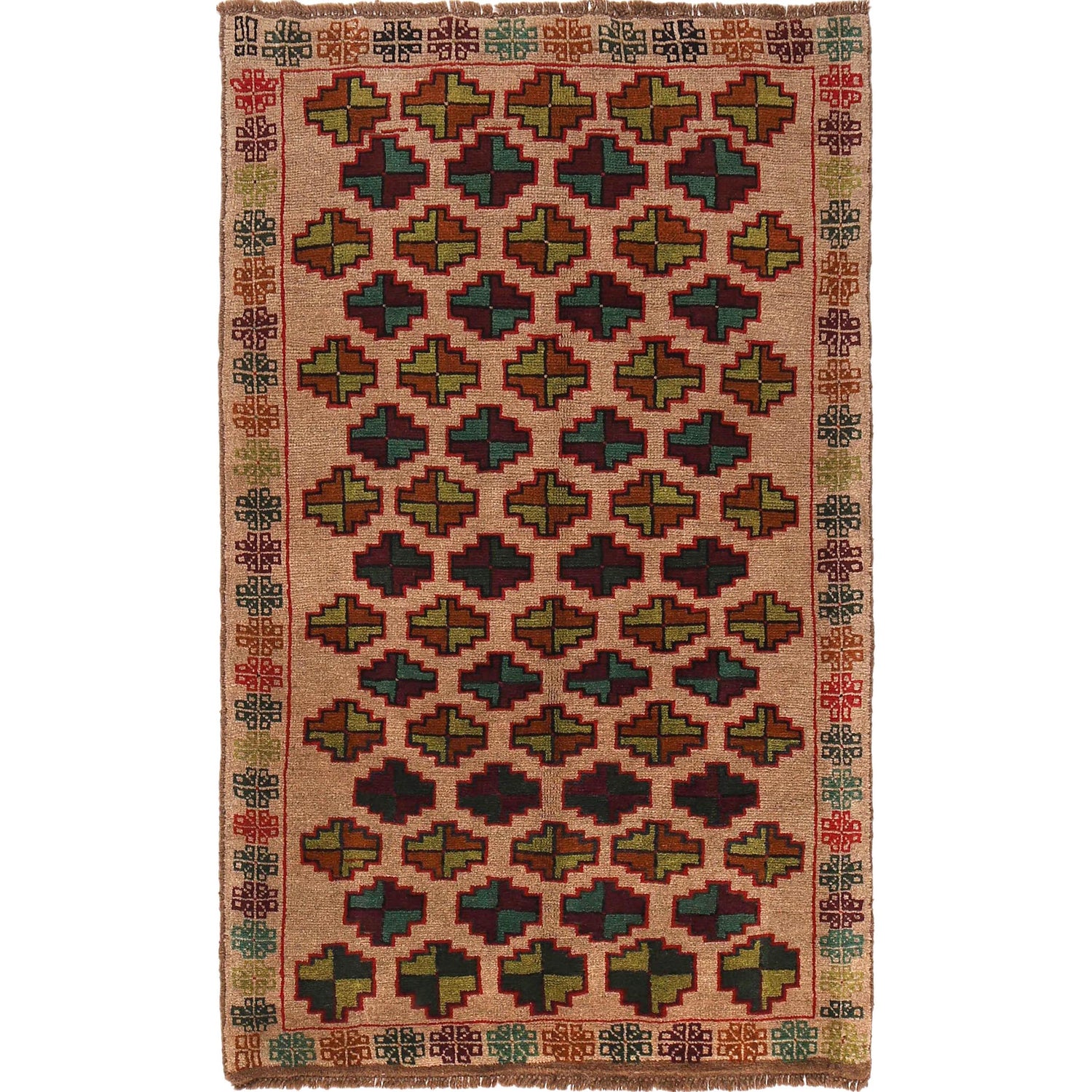 Tribal Baloch Rug 3' 9" x 6' 3" ft / 115 x 191 cm - No. W29019