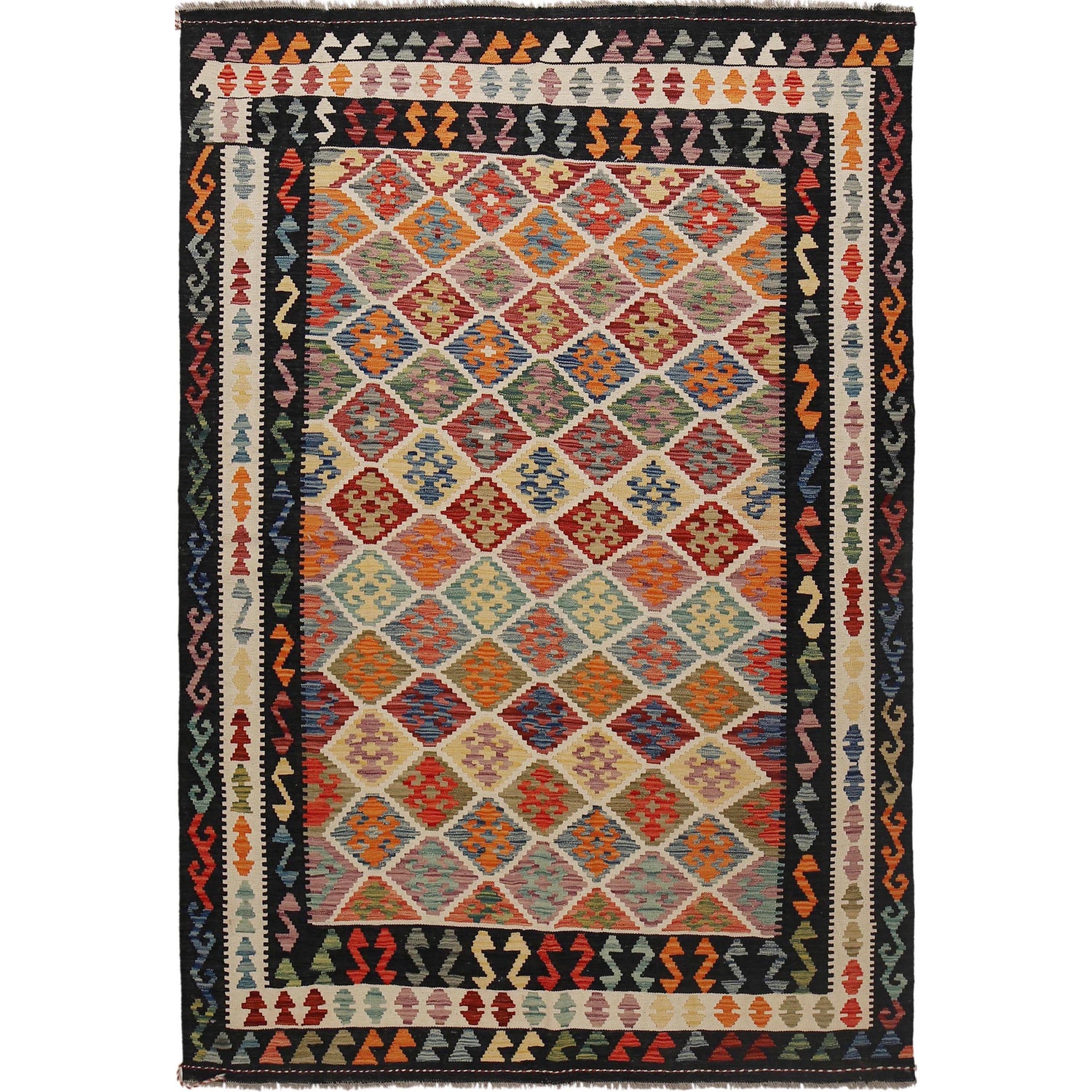 Handmade Vegetable Kilim 5' 8" x 8' 2" ft / 172 x 250 cm - No. W30121
