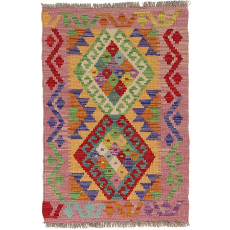 Hand Woven Wool Kelim 1' 10 x 3' 0" ft / 55 x 92 cm - No. W30319