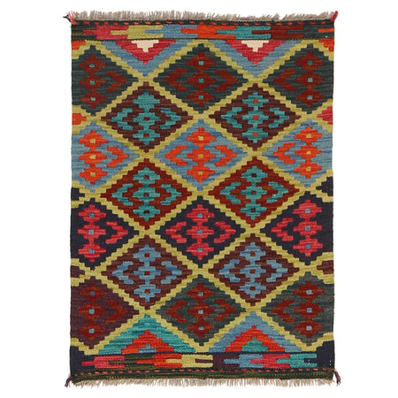 Handmade Afghan Vegetable Kilim 2' 0 x 2' 10" ft / 62 x 86 cm - No. W30335