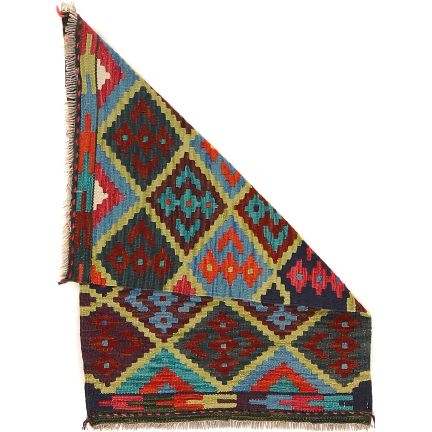 Handmade Afghan Vegetable Kilim 2' 0 x 2' 10" ft / 62 x 86 cm - No. W30335