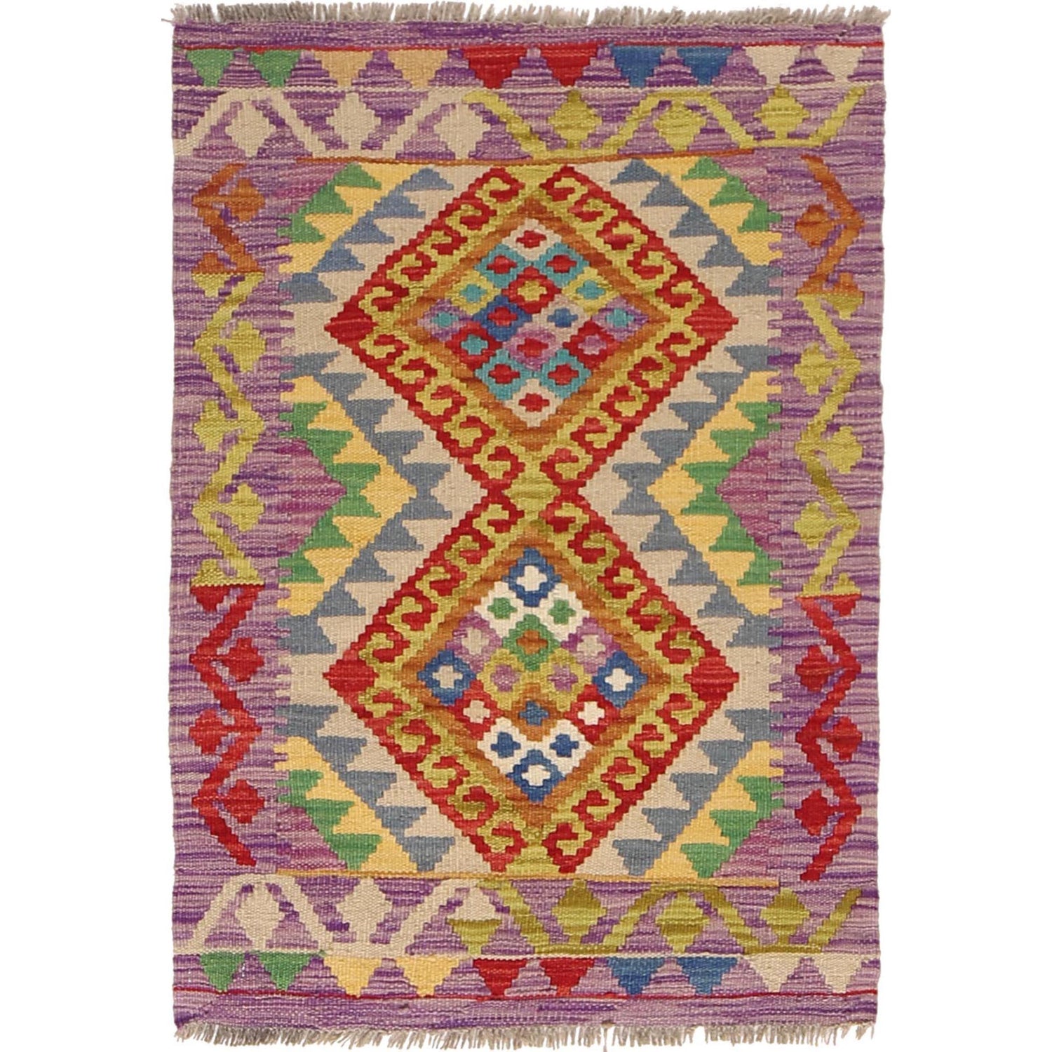 Handmade Vegetable Kilim 2' 0 x 3' 2" ft / 62 x 96 cm - No. W30348