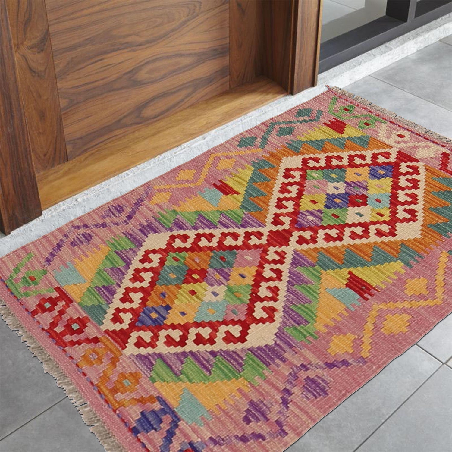 Handmade Vegetable Kelim 1' 11 x 3' 0" ft / 58 x 92 cm - No. W30352