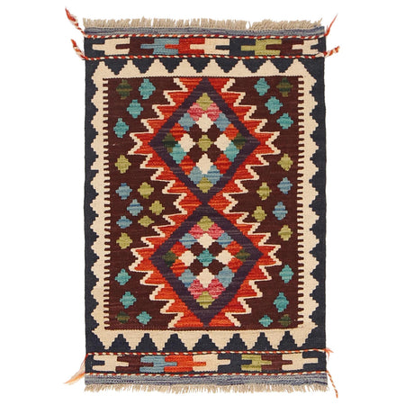Hand Knotted Afghan Style Kilim 2' 0 x 2' 11" ft / 60 x 90 cm - No. W30357