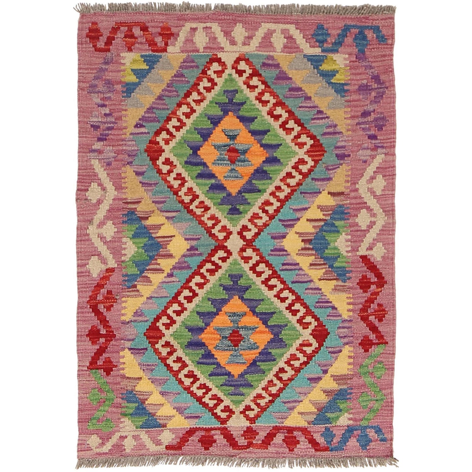 Hand Knotted Afghan Style Kilim 2' 2 x 3' 2" ft / 65 x 97 cm - No. W30359