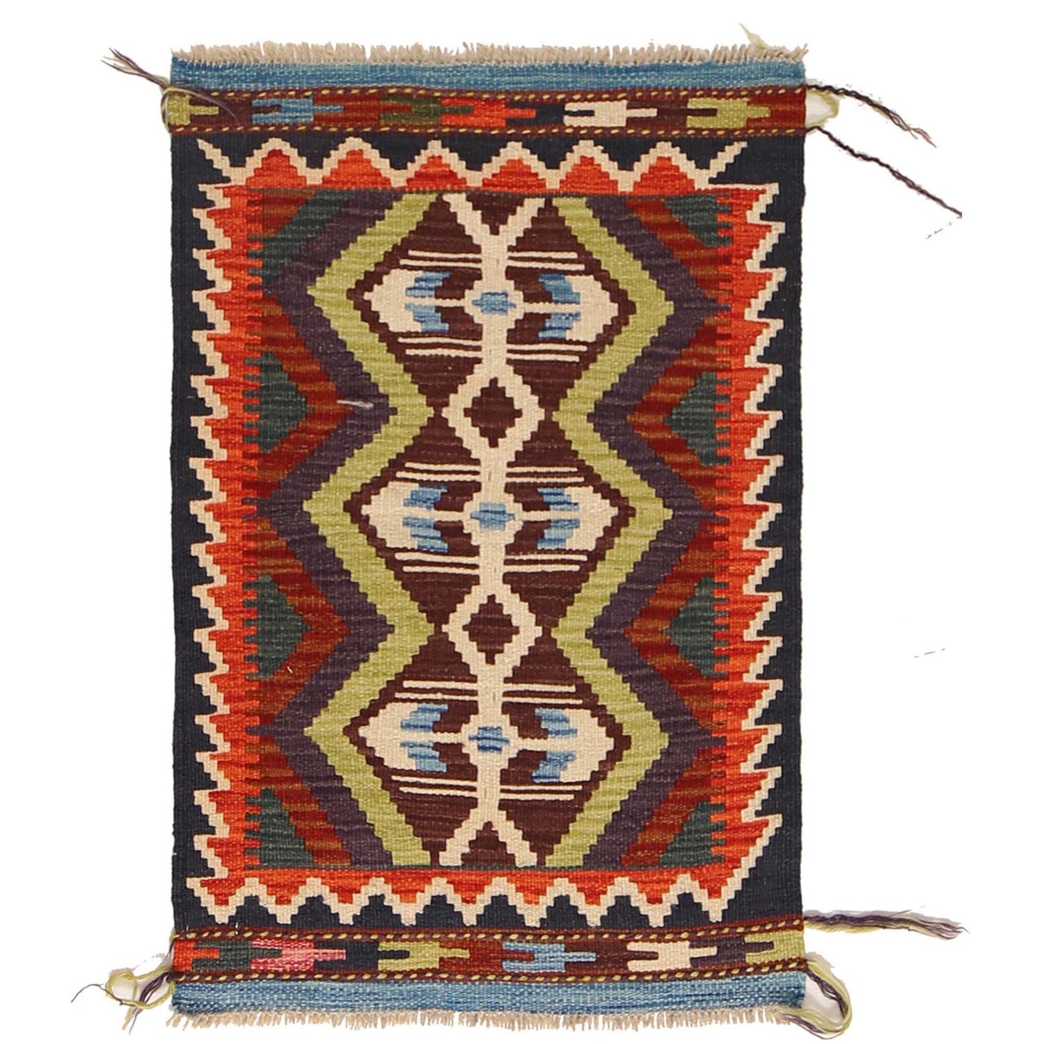 Hand Woven Wool Kelim 2' 0 x 2' 11" ft / 60 x 89 cm - No. W30360