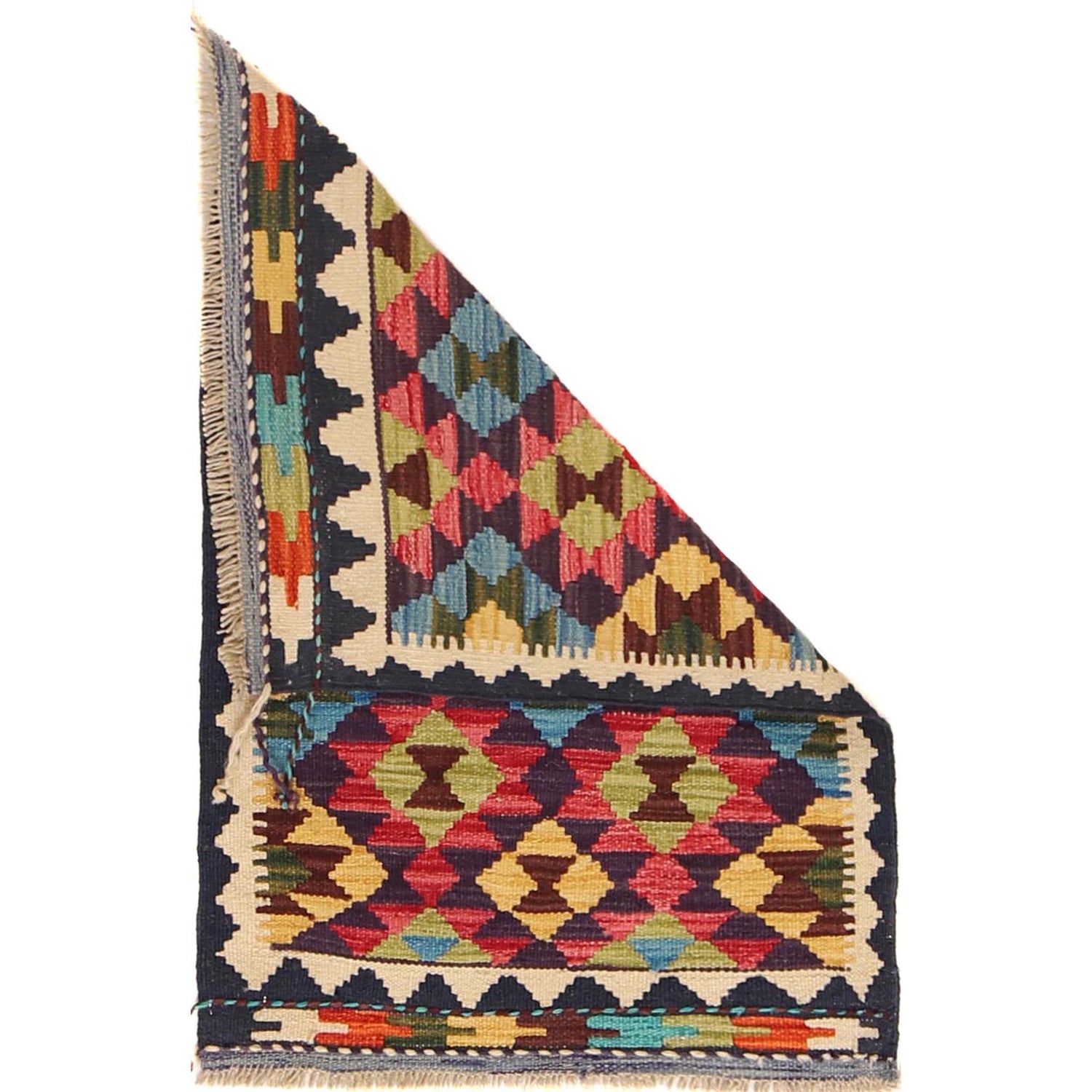 Hand Woven Wool Kelim 2' 0 x 3' 1" ft / 62 x 93 cm - No. W30363