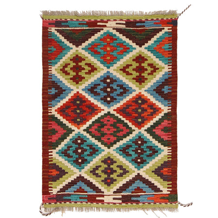 Hand Woven Wool Kelim 2' 0 x 2' 10" ft / 60 x 87 cm - No. W30364