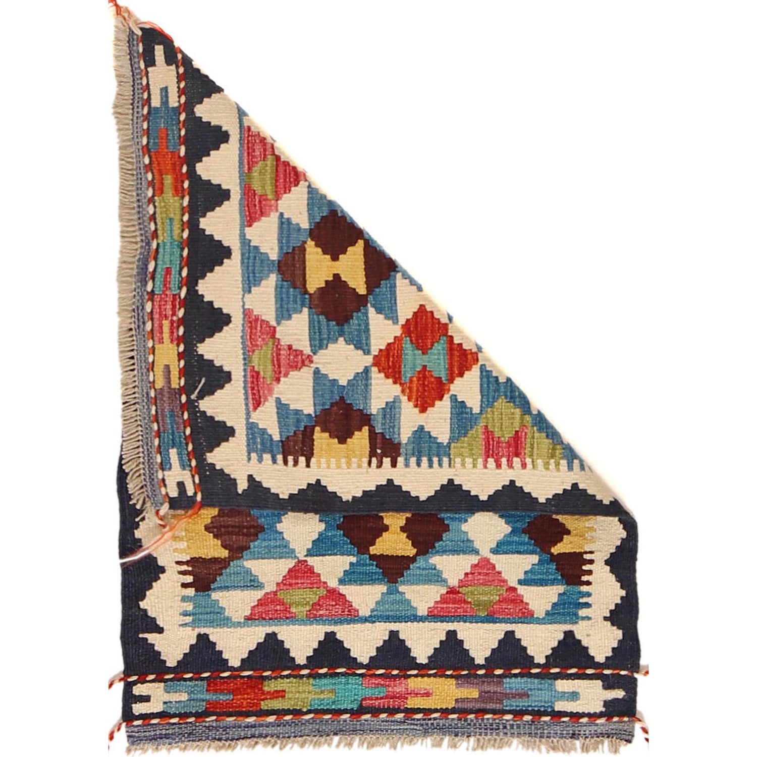 Handmade Turkish Design Wool Kilim 2' 0 x 2' 11" ft / 60 x 89 cm - No. W30367