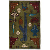Hand-Knotted Afghan War Carpet 2' 0" x 2' 11" ft / 62 x 90 cm - No. W30699