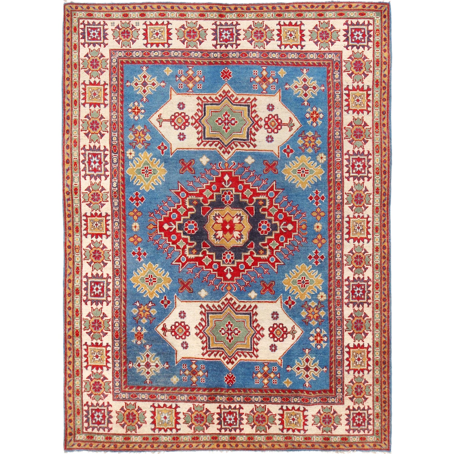 Handmade Kazak Area Rug 4' 11" x 6' 7" ft / 150 x 200 cm - No. W30733