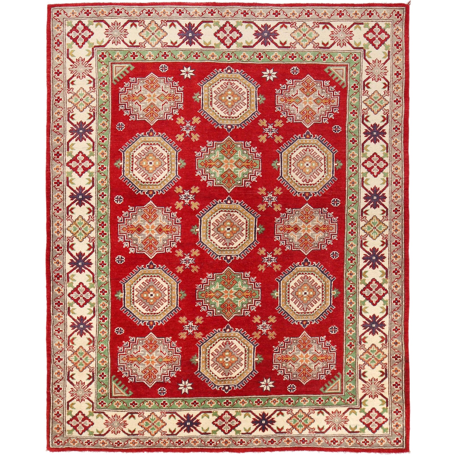 Handmade Kazak Area Rug 5' 1" x 6' 8" ft / 156 x 202 cm - No. W30842