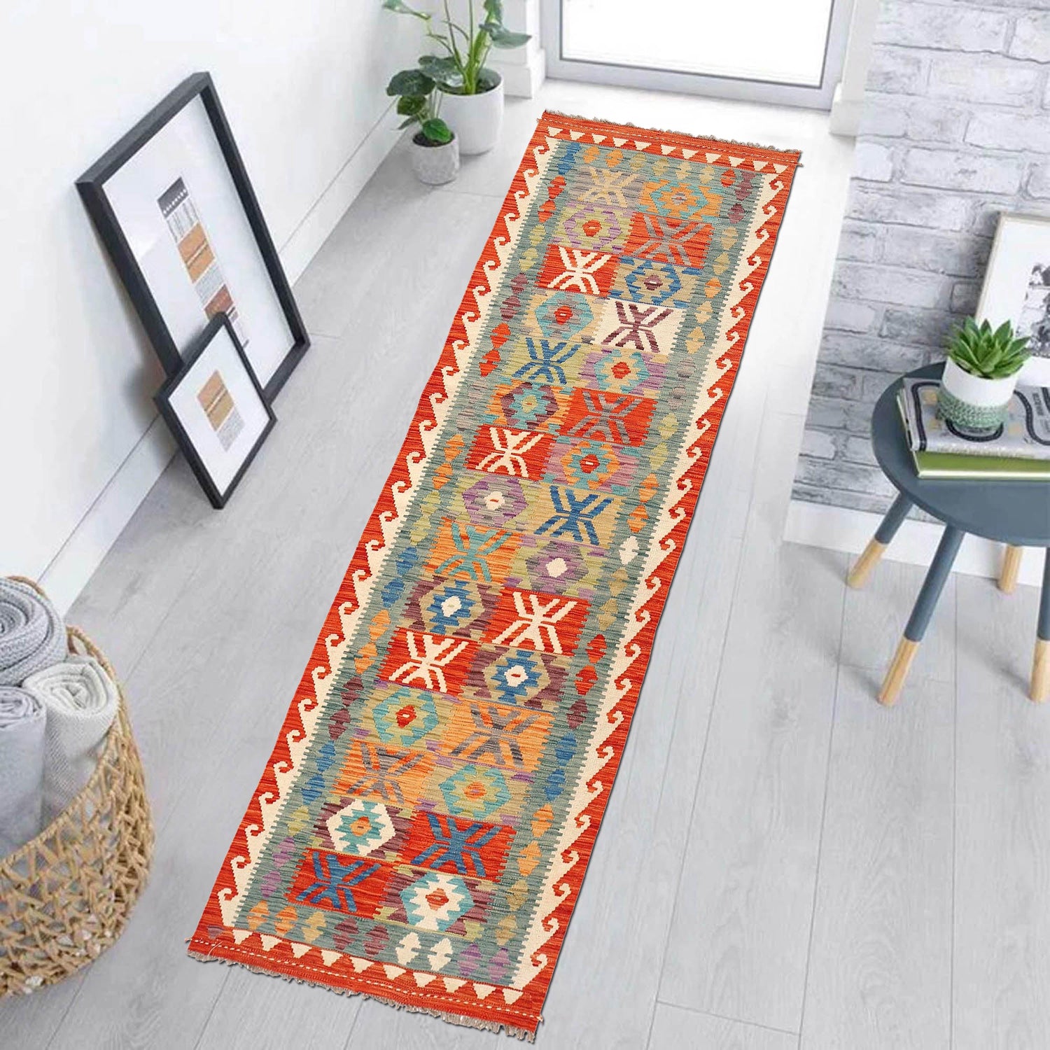 Long Kilim Runner 2' 7" x 9' 7" ft / 78 x 291 cm - No. W30859