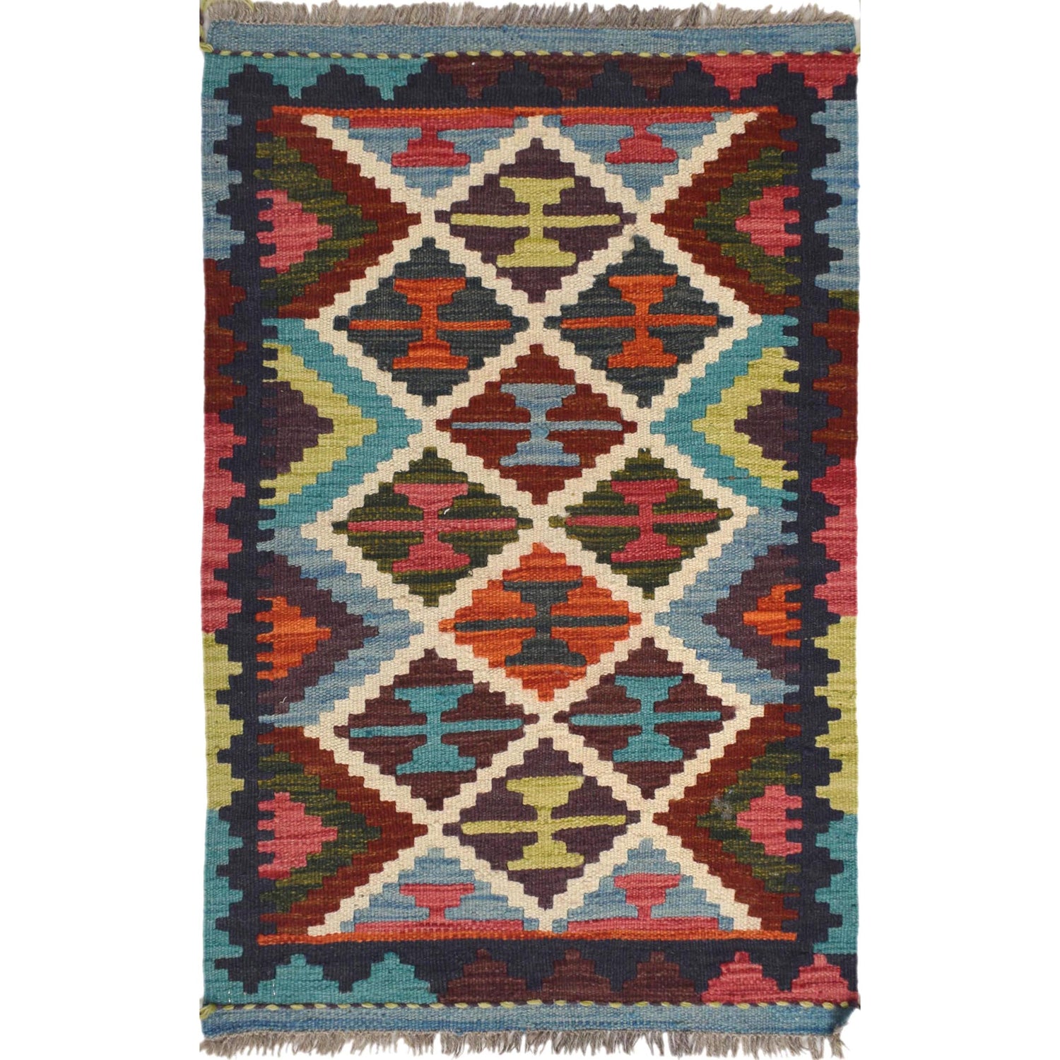 Hand Knotted Afghan Style Kilim 2' 0 x 3' 1" ft / 60 x 93 cm - No. W30943