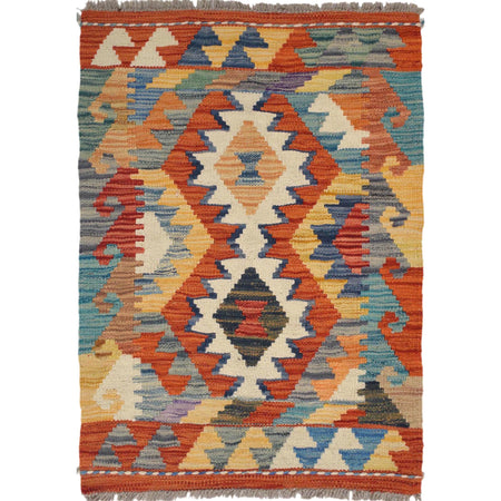 Hand Knotted Afghan Style Kilim 2' 0 x 2' 10" ft / 60 x 86 cm - No. W30945