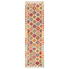 Hand Woven Wool Kelim Runner 2' 8" x 9' 7" ft / 82 x 293 cm - No. W31062