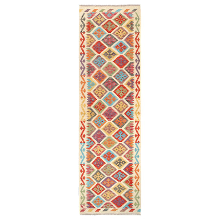 Hand Woven Wool Kelim Runner 2' 8" x 9' 7" ft / 82 x 293 cm - No. W31062