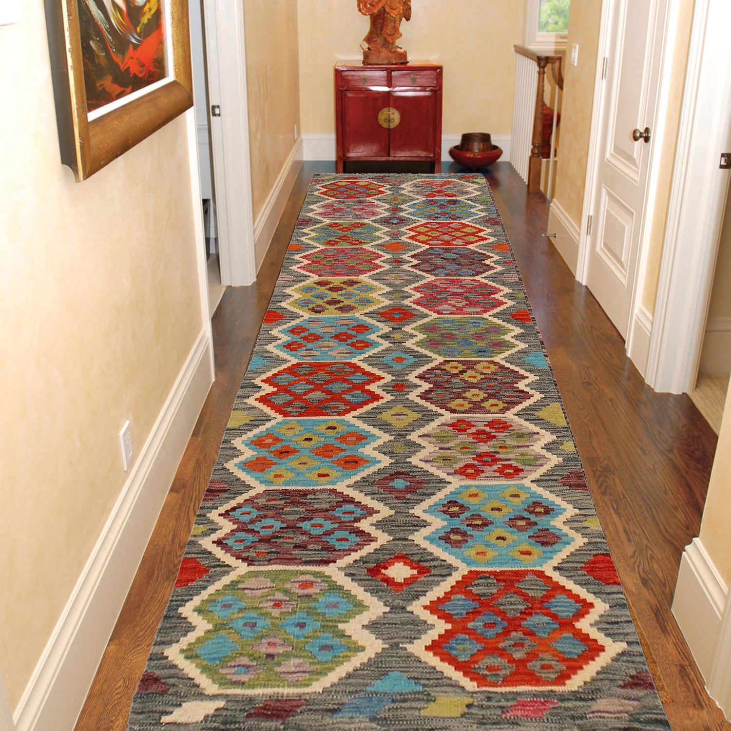 Long Kilim Runner 2' 10" x 9' 4" ft / 86 x 285 cm - No. W31152