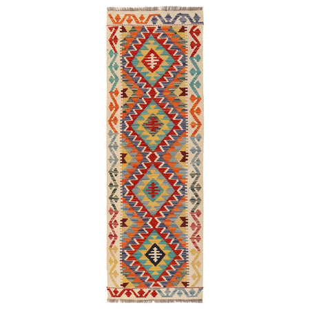 Hand Knotted Flatweave Kilim Runner 2' 2" x 6' 8" ft / 65 x 203 cm - No. W31193