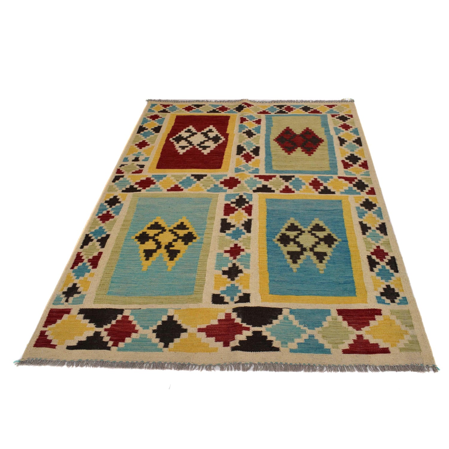 Handmade Vegetable Kilim 4' 4" x 6' 3" ft / 133 x 190 cm - No. W31593