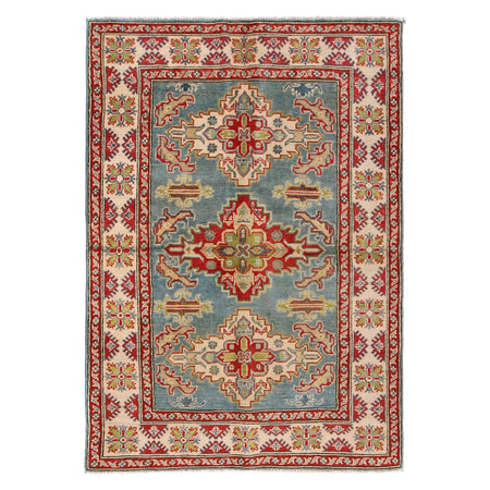Handmade Kazak Area Rug 3' 11" x 5' 7" ft / 118 x 170 cm - No. W34028