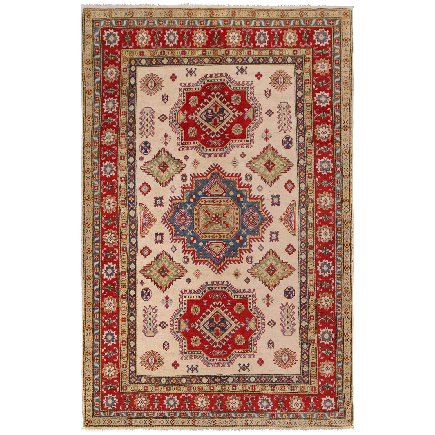 Handmade Kazak Area Rug 6' 5" x 10' 4" ft / 196 x 314 cm - No. W34029