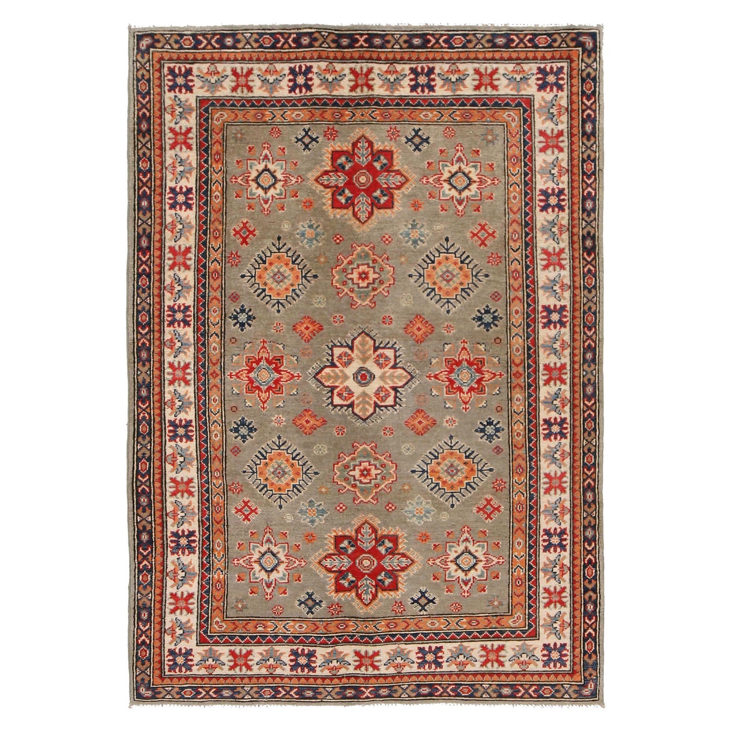 Oriental Kazak Rug 4' 11" x 5' 11" ft / 150 x 180 cm - No. W34033