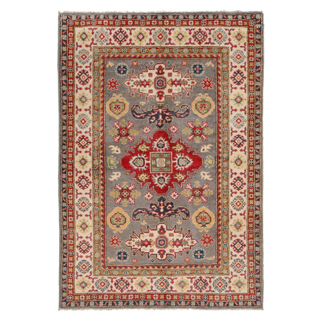 Hand Knotted Kazak Oriental Rug 4' 3" x 5' 9" ft / 129 x 176 cm - No. W34034