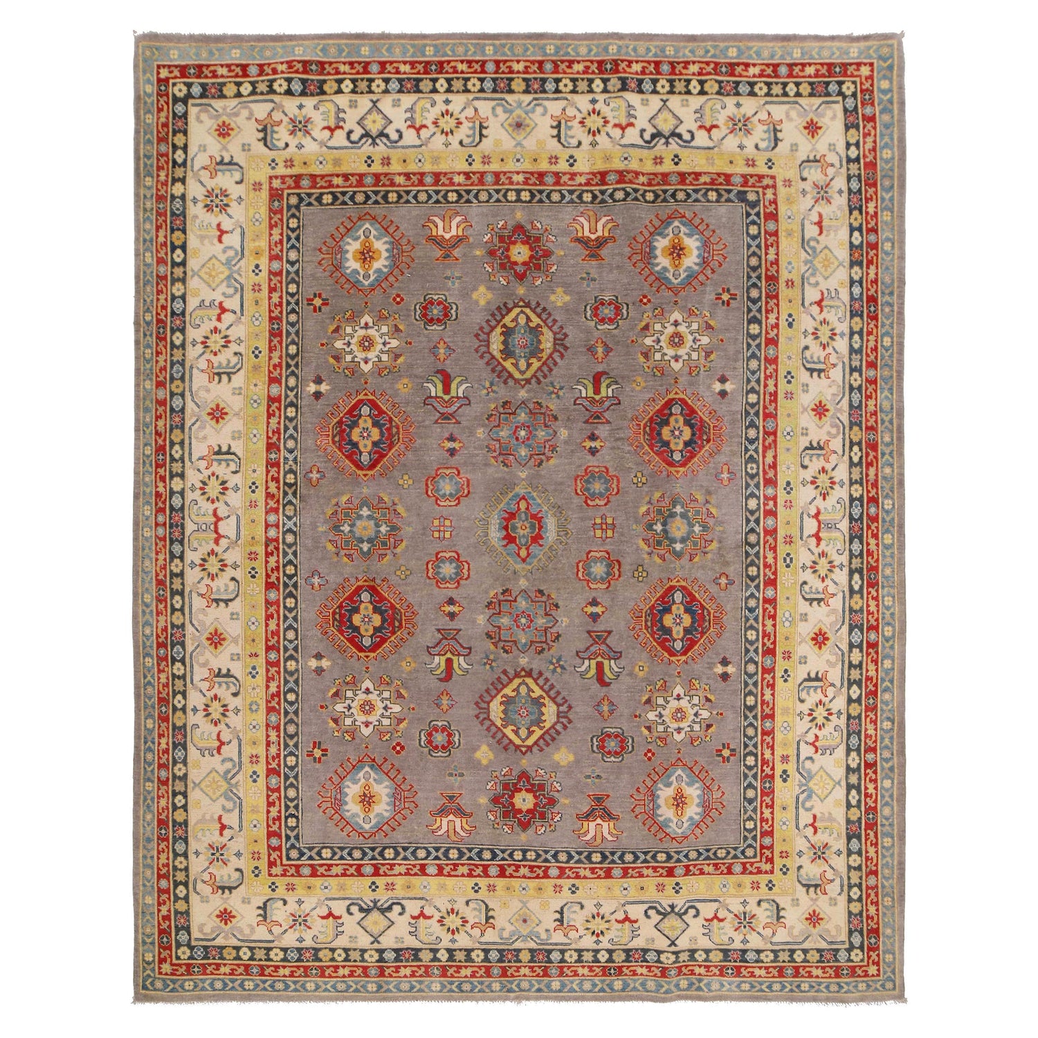 Gray Kazak Rug 7' 10" x 9' 7" ft / 239 x 291 cm - No. W34036