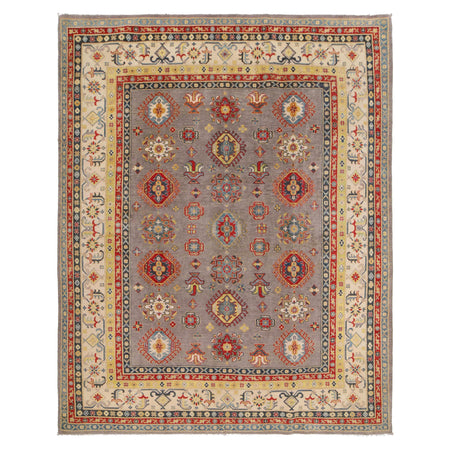 Gray Kazak Rug 7' 10" x 9' 7" ft / 239 x 291 cm - No. W34036