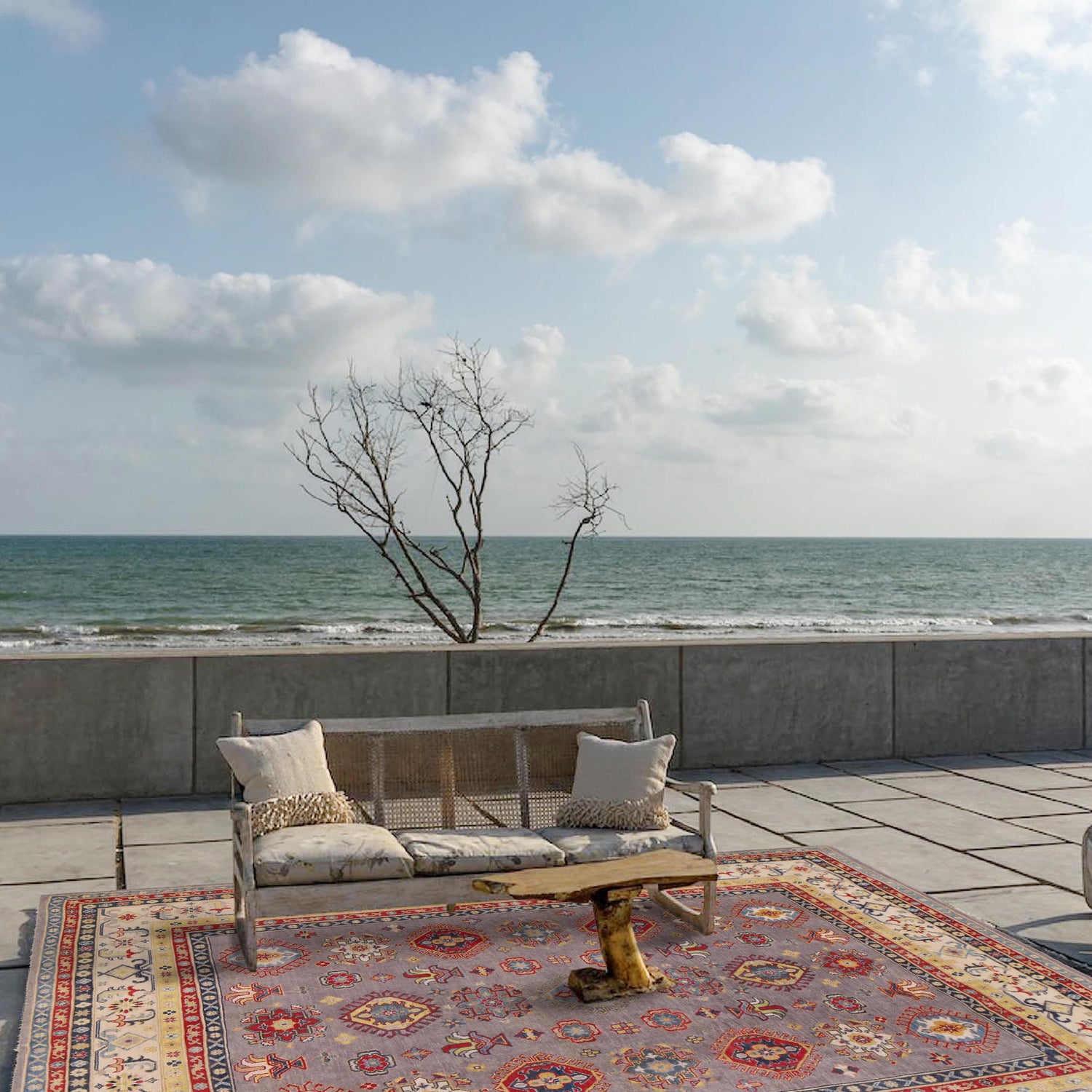 Gray Kazak Rug 7' 10" x 9' 7" ft / 239 x 291 cm - No. W34036