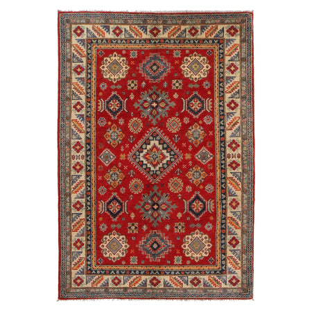 Hand knotted Kazak Carpet 4' 0" x 6' 0" ft / 121 x 182 cm - No. W34047