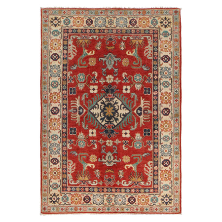 Hand knotted Kazak Carpet 4' 1" x 6' 0" ft / 125 x 183 cm - No. W34048