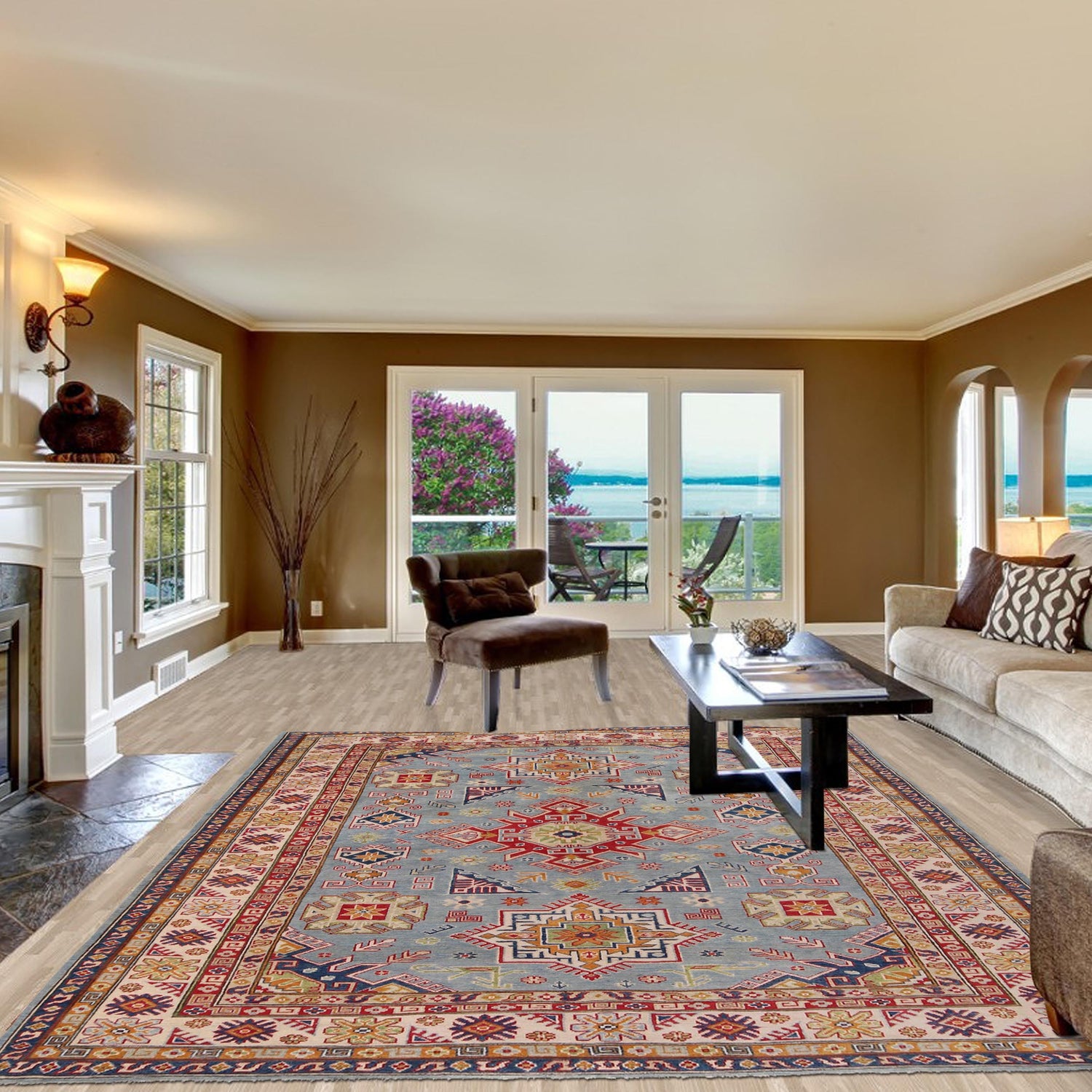 Handmade Kazak Area Rug 6' 8" x 9' 5" ft / 203 x 286 cm - No. W34050