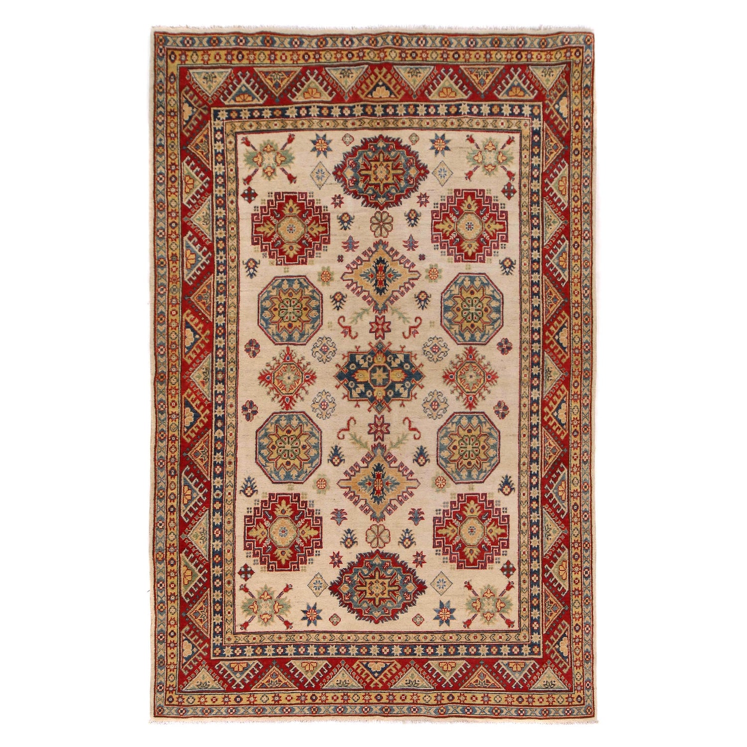 Handmade Kazak Area Rug 5' 4" x 8' 6" ft / 162 x 259 cm - No. W34052