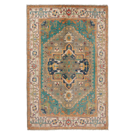 Handmade Kazak Area Rug 3' 9" x 5' 10" ft / 115 x 178 cm - No. W34056