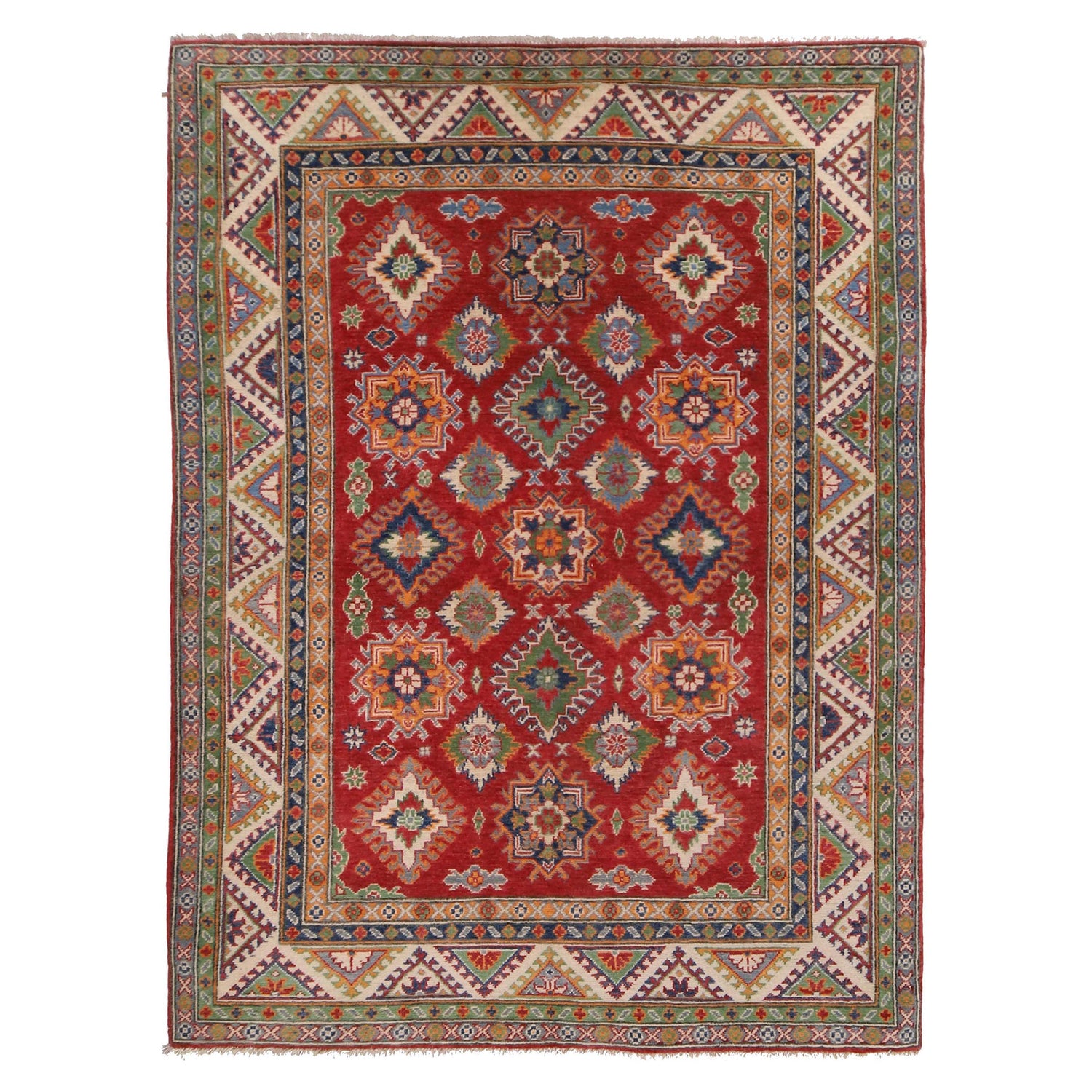 Hand knotted Kazak Carpet 5' 0" x 7' 1" ft / 153 x 215 cm - No. W34057