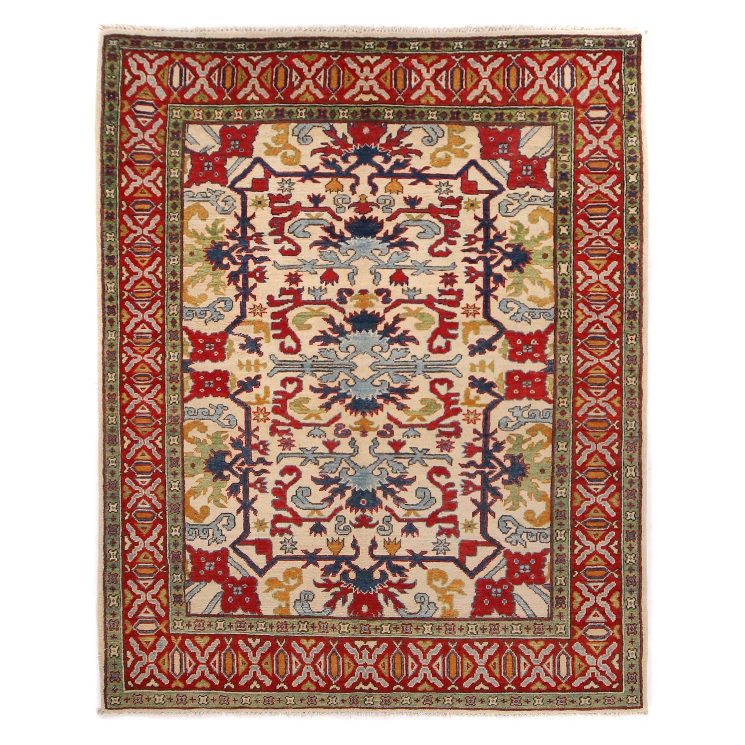Handmade Kazak Area Rug 4' 11" x 6' 4" ft / 150 x 192 cm - No. W34058