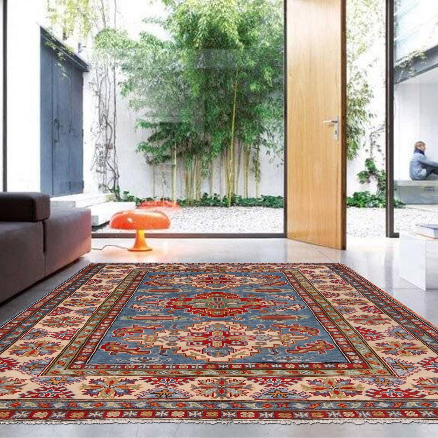 Handmade Kazak Area Rug 4' 11" x 6' 8" ft / 150 x 203 cm - No. W34061